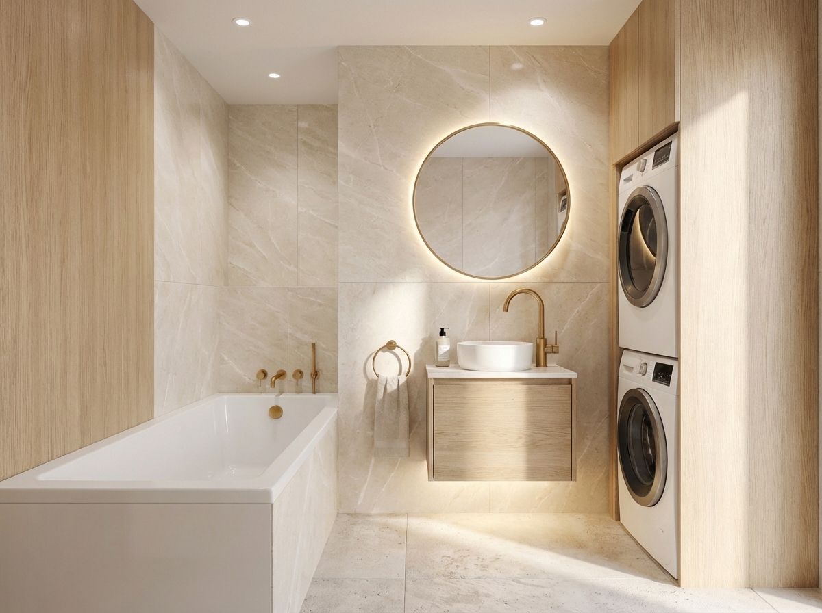 Дизайн ванной в стиле Сканди — фото интерьера от нейросети RoomGPT