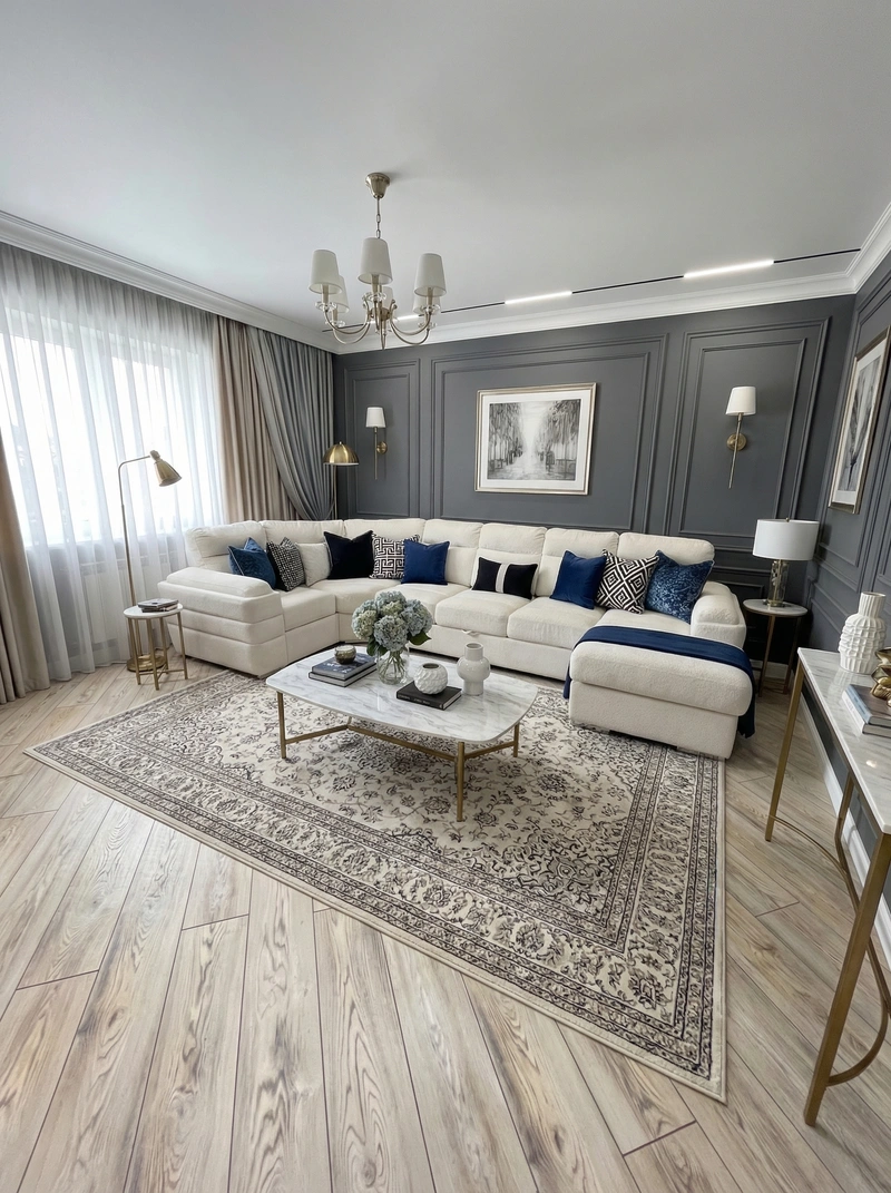 Дизайн интерьера в стиле Классика — Гостиная от нейросети RoomGPT