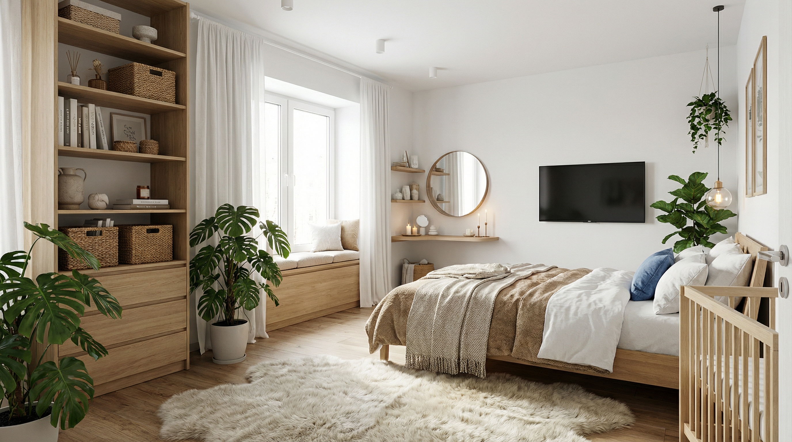 Дизайн спальни в стиле Хюгге — фото интерьера от нейросети RoomGPT