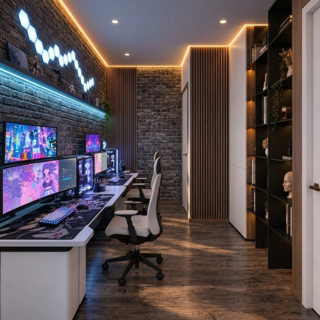 Дизайн кабинета в стиле Лофт — фото интерьера от нейросети RoomGPT