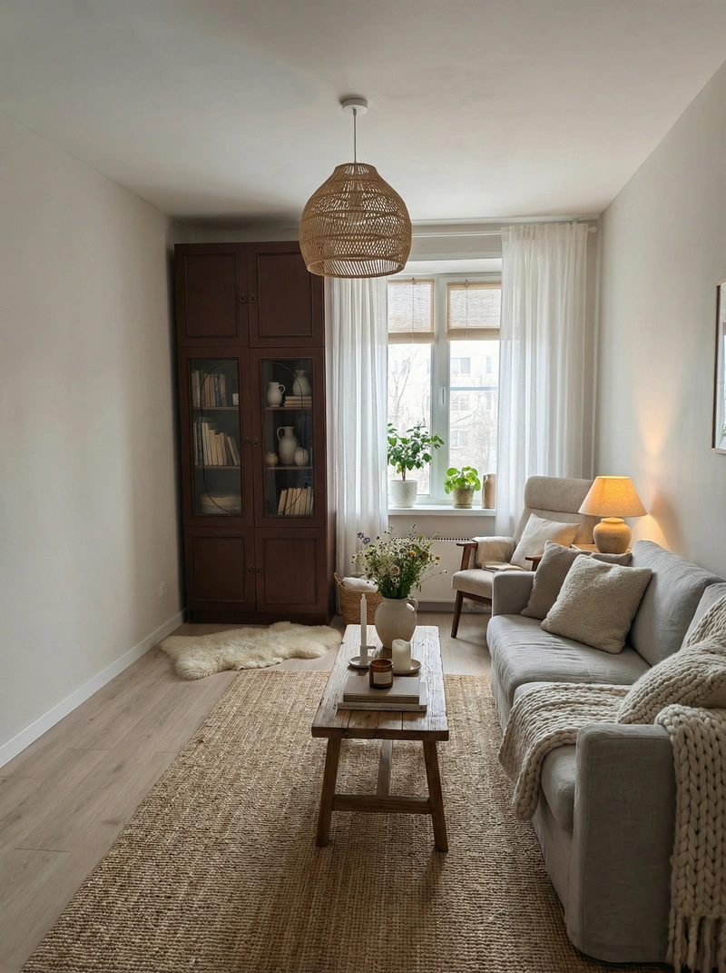 Дизайн интерьера в стиле Хюгге — Гостиная от нейросети RoomGPT