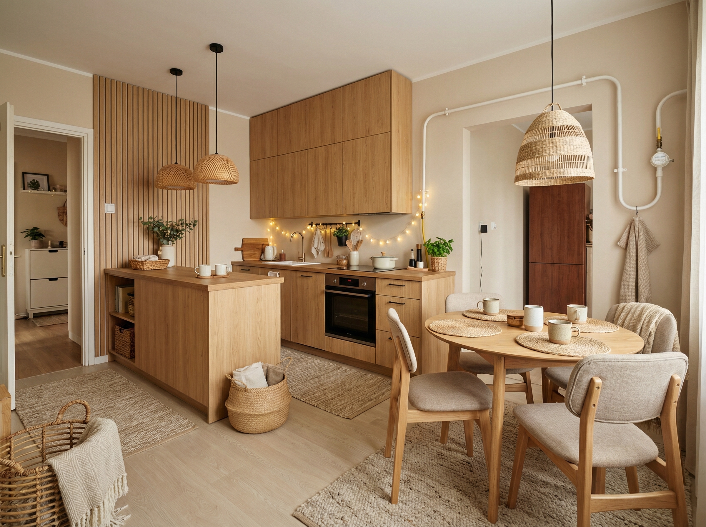 Дизайн кухни в стиле Хюгге — фото интерьера от нейросети RoomGPT