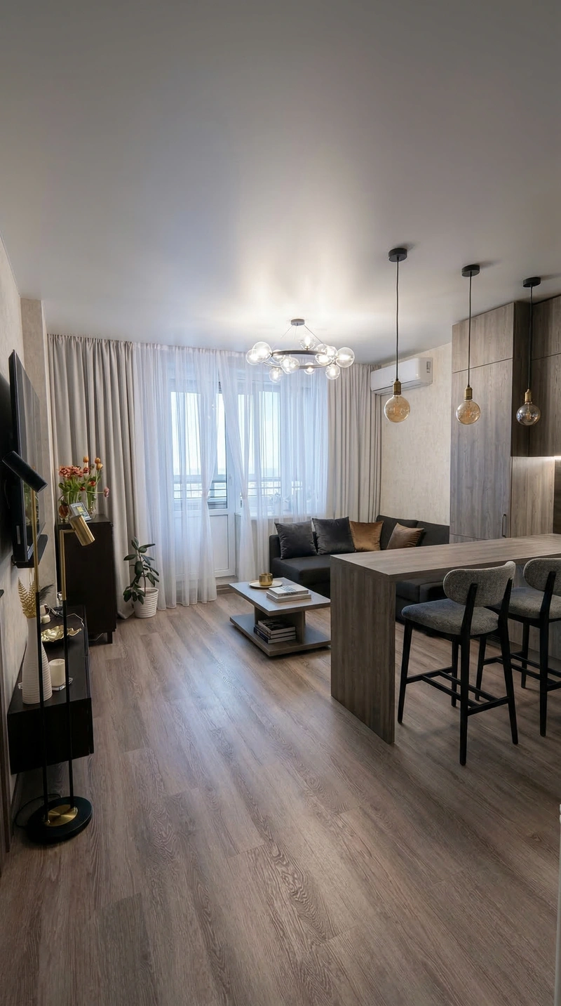 Дизайн гостиной в стиле Контемпорари — фото интерьера от нейросети RoomGPT