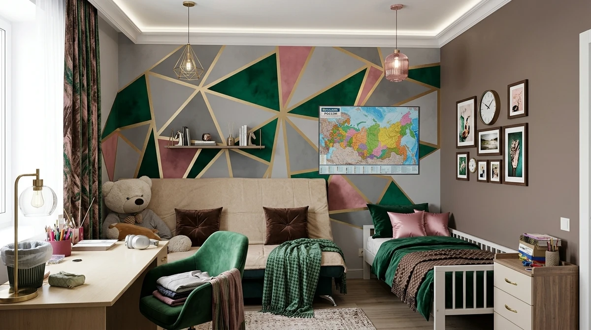 Дизайн детской в стиле Эклектика — фото интерьера от нейросети RoomGPT