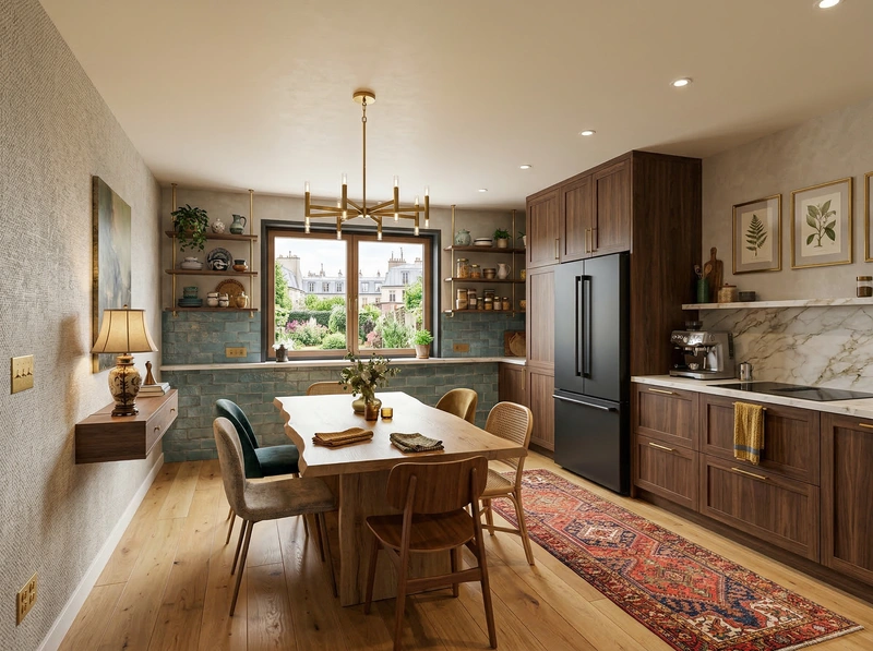 Дизайн кухни в стиле Эклектика — фото интерьера от нейросети RoomGPT