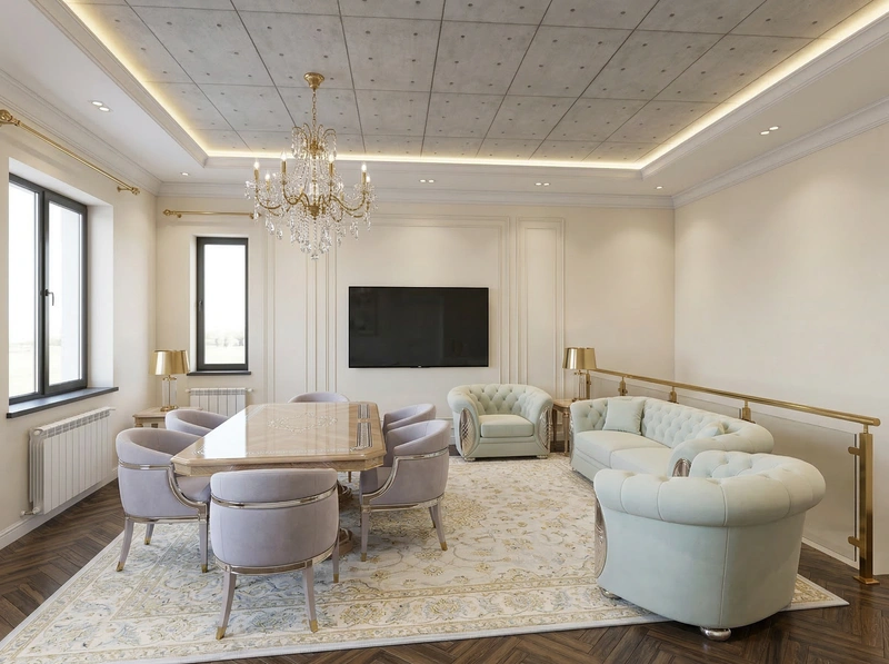 Дизайн интерьера в стиле Неоклассика — Гостиная от нейросети RoomGPT