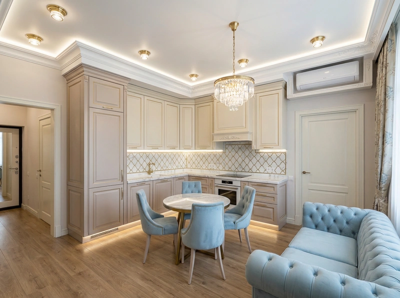 Дизайн интерьера в стиле Неоклассика — Кухня от нейросети RoomGPT