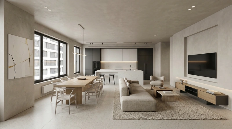 Дизайн интерьера в стиле Минимализм — Гостиная от нейросети RoomGPT