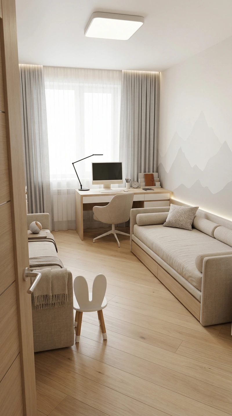 Дизайн детской в стиле Минимализм — фото интерьера от нейросети RoomGPT