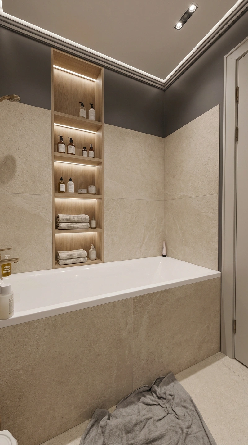 Дизайн ванной в стиле Контемпорари — фото интерьера от нейросети RoomGPT