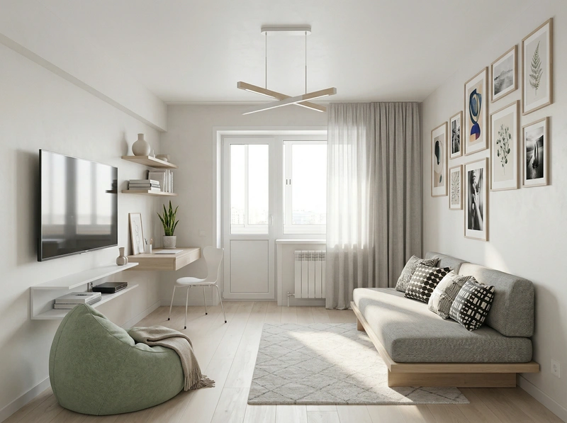 Дизайн гостиной в стиле Сканди — фото интерьера от нейросети RoomGPT