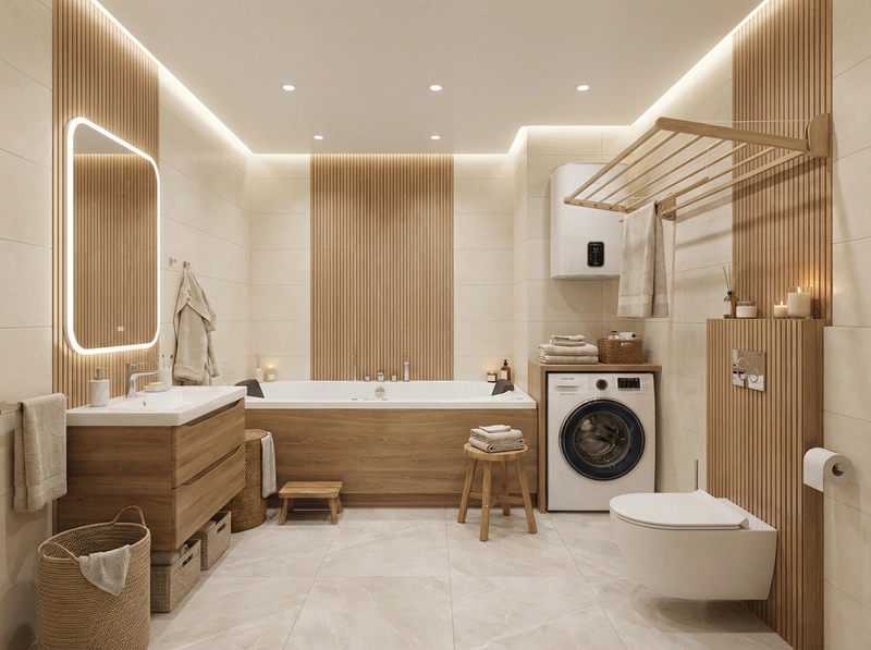 Дизайн интерьера в стиле Хюгге — Ванная от нейросети RoomGPT