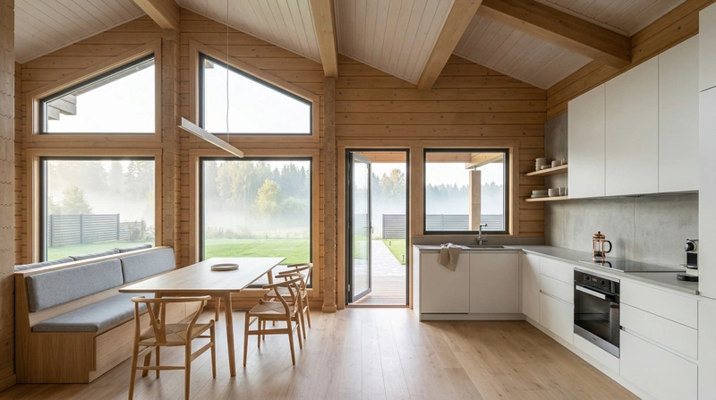 Дизайн кухни в стиле Сканди — фото интерьера от нейросети RoomGPT