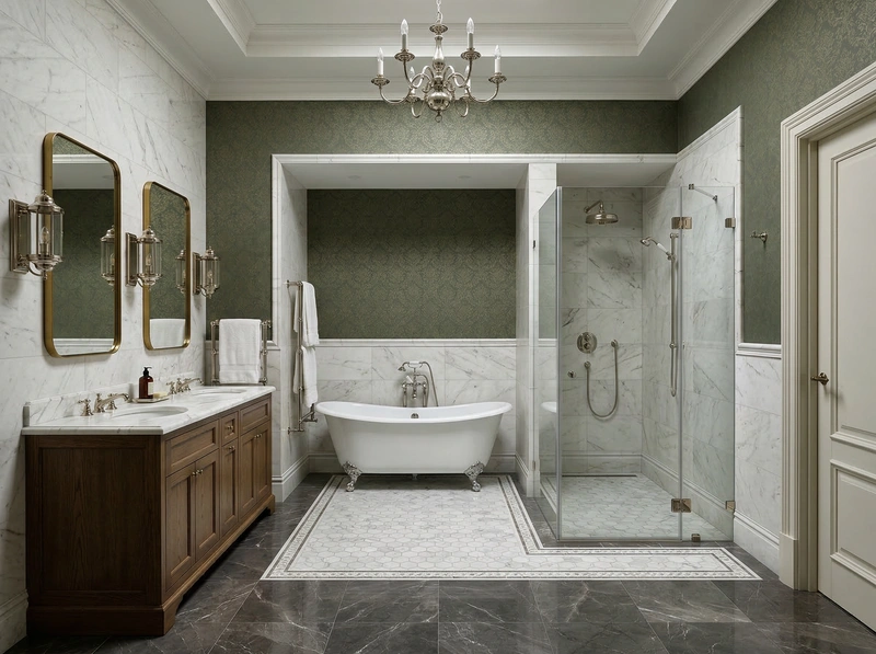 Дизайн интерьера в стиле Классика — Ванная от нейросети RoomGPT
