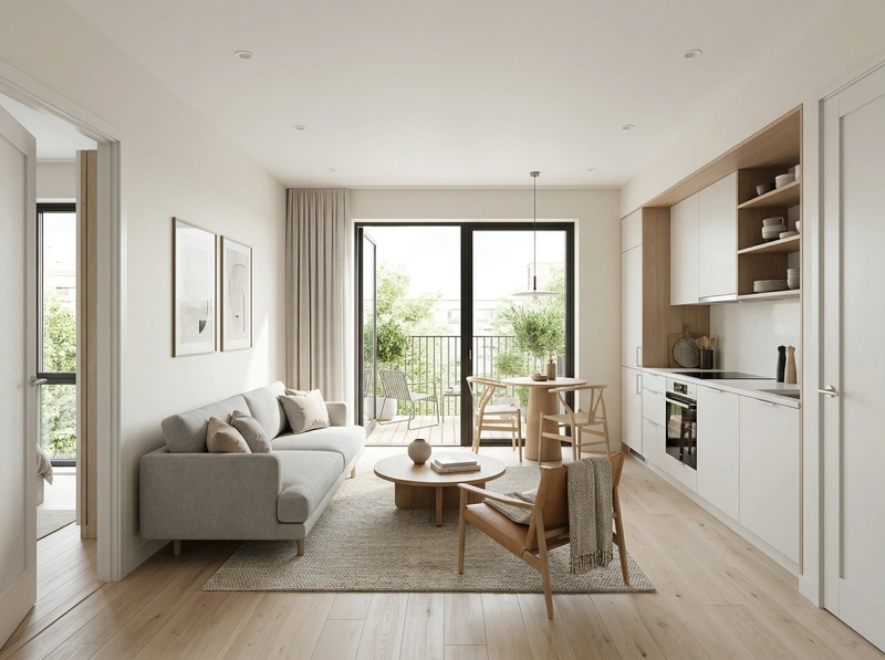 Дизайн гостиной в стиле Сканди — фото интерьера от нейросети RoomGPT