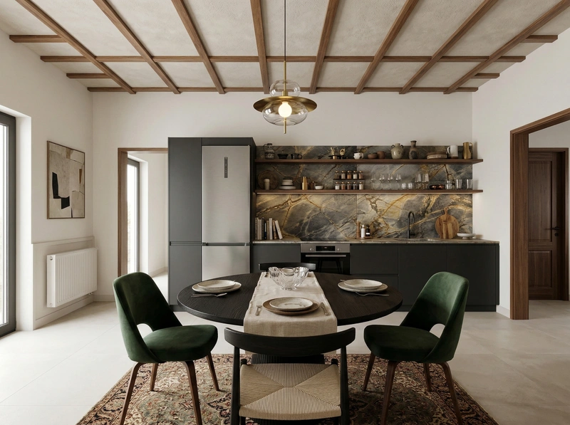 Дизайн гостиной в стиле Эклектика — фото интерьера от нейросети RoomGPT