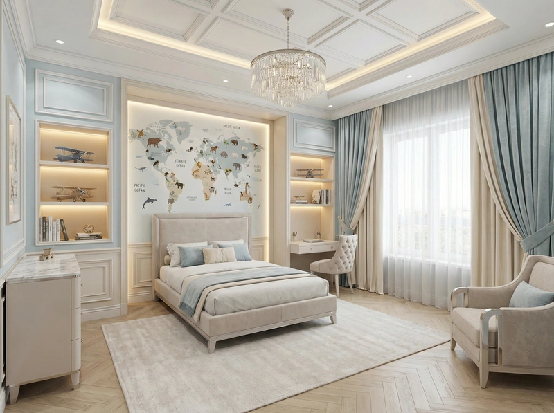 Дизайн детской в стиле Классика — фото интерьера от нейросети RoomGPT