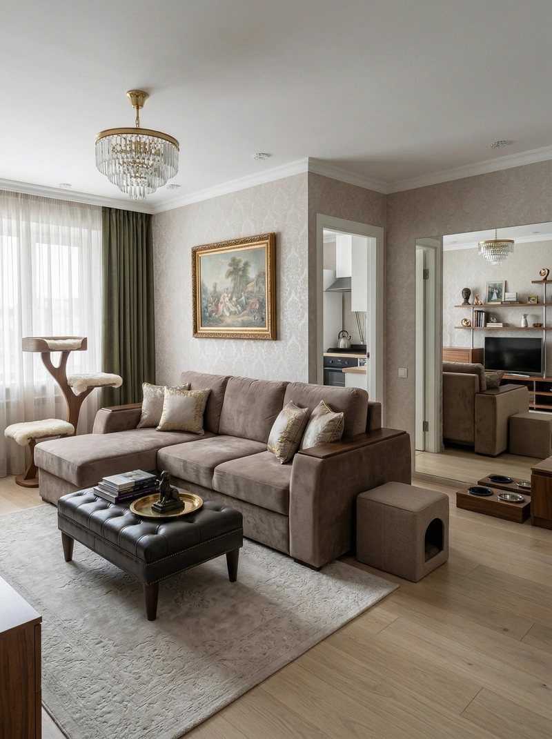 Дизайн гостиной в стиле Классика — фото интерьера от нейросети RoomGPT
