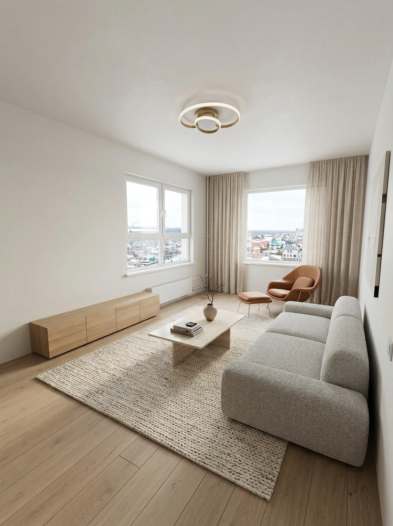 Дизайн интерьера в стиле Минимализм — Гостиная от нейросети RoomGPT