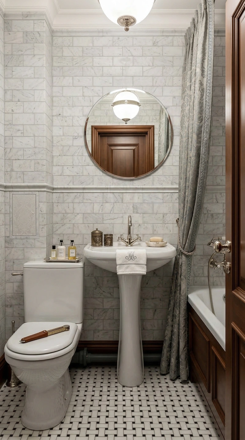 Дизайн ванной в стиле Классика — фото интерьера от нейросети RoomGPT