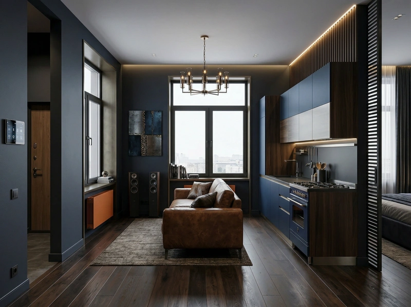 Дизайн гостиной в стиле Блэктэк — фото интерьера от нейросети RoomGPT