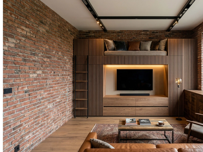 Дизайн гостиной в стиле Лофт — фото интерьера от нейросети RoomGPT