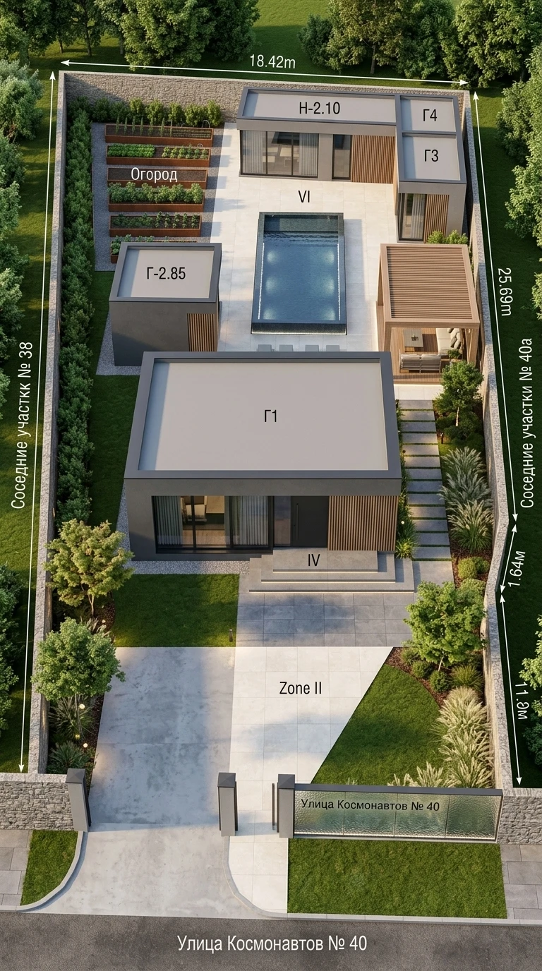 Ландшафтный дизайн в стиле Минимализм — Участок от нейросети RoomGPT