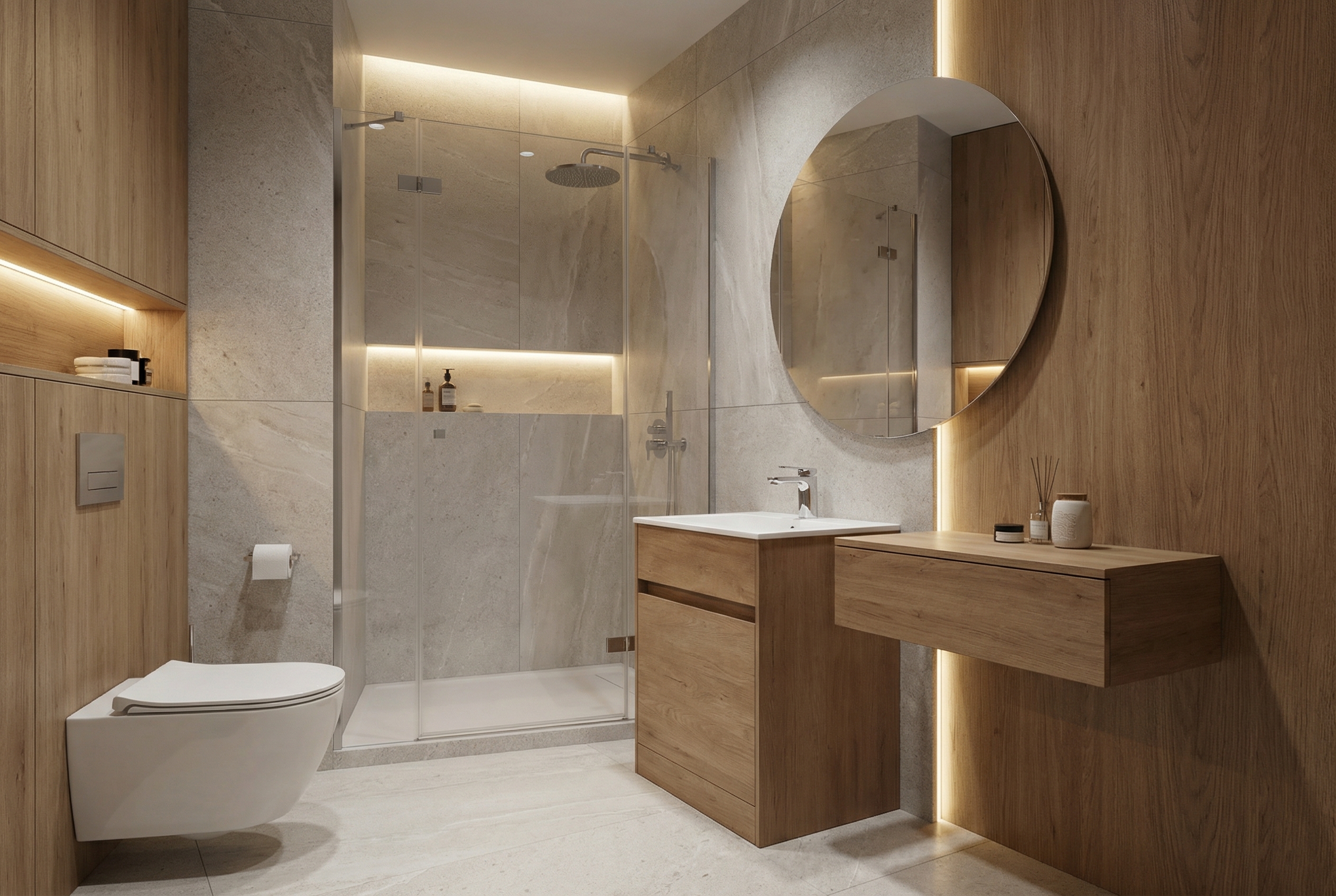 Дизайн ванной в стиле Минимализм — фото интерьера от нейросети RoomGPT