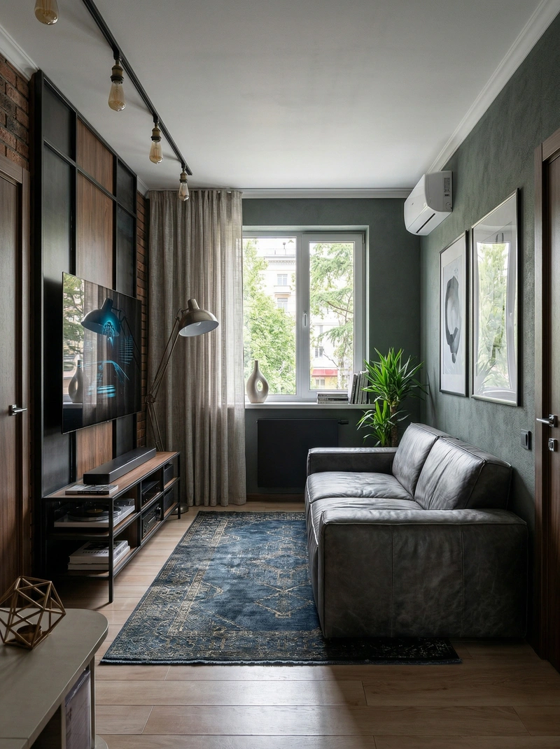 Дизайн гостиной в стиле Лофт — фото интерьера от нейросети RoomGPT