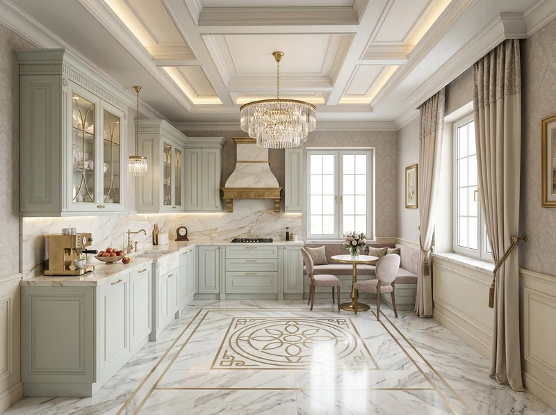 Дизайн кухни в стиле Неоклассика — фото интерьера от нейросети RoomGPT