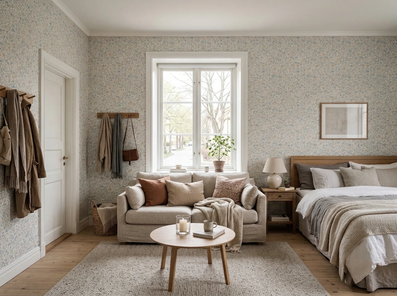 Дизайн спальни в стиле Хюгге — фото интерьера от нейросети RoomGPT