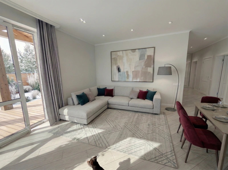 Дизайн гостиной в стиле Контемпорари — фото интерьера от нейросети RoomGPT