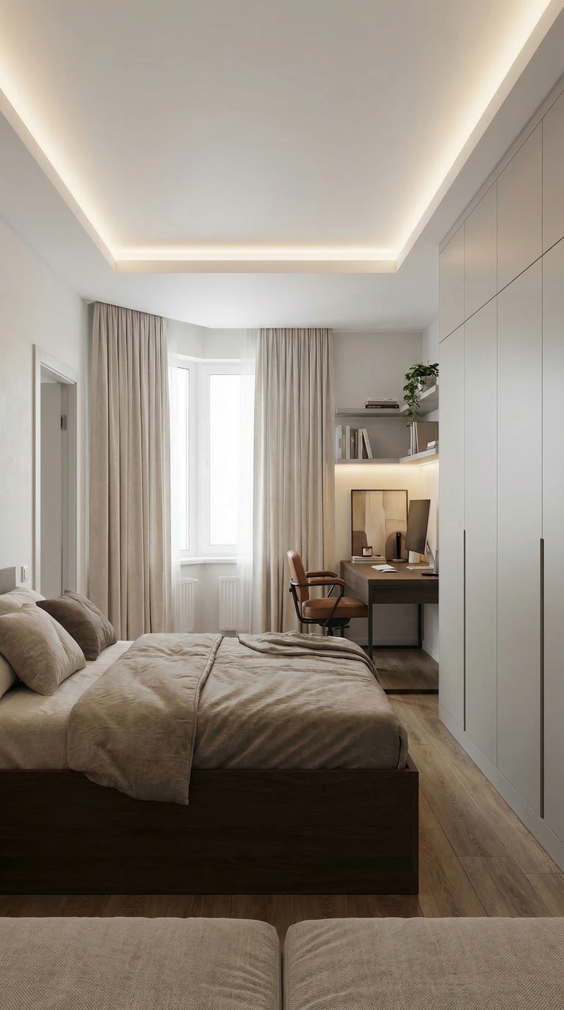 Дизайн интерьера в стиле Минимализм — Спальня от нейросети RoomGPT