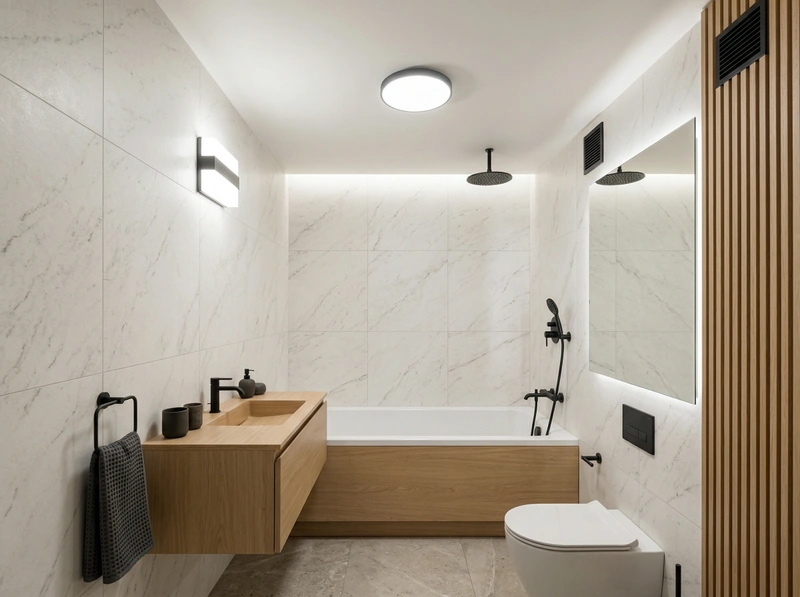 Дизайн ванной в стиле Минимализм — фото интерьера от нейросети RoomGPT