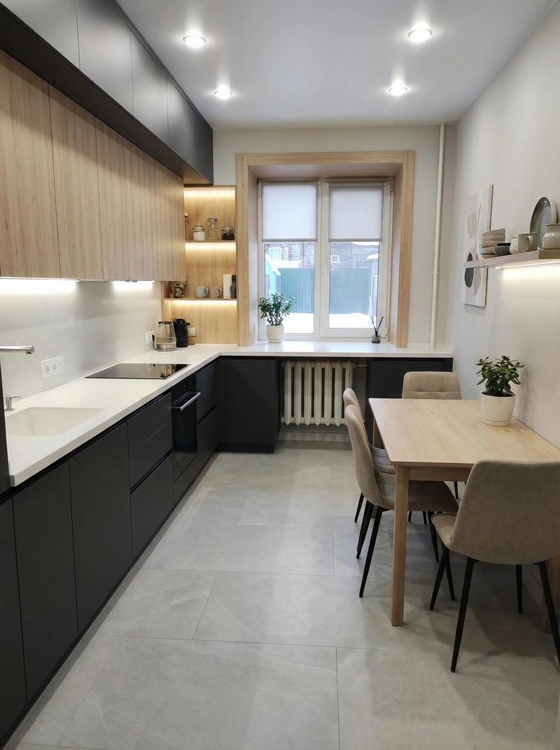 Дизайн интерьера в стиле Минимализм — Кухня от нейросети RoomGPT