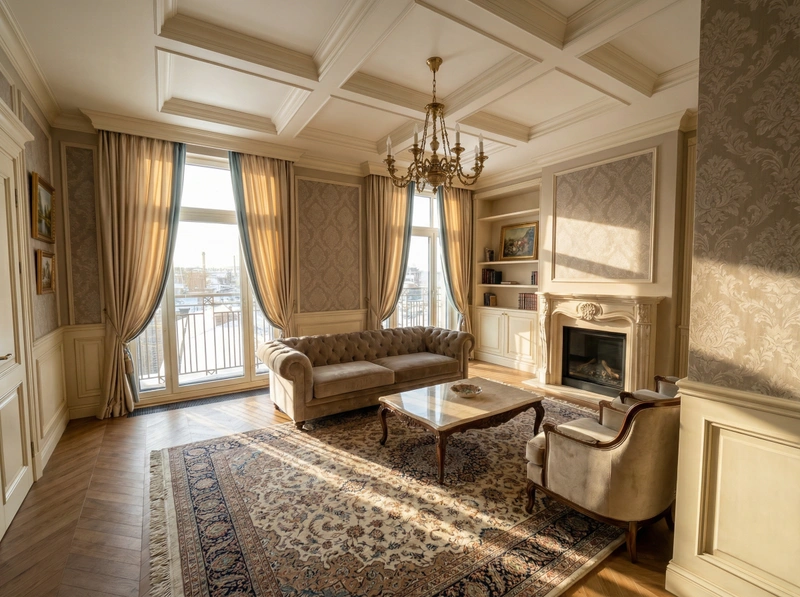 Дизайн интерьера в стиле Классика — Гостиная от нейросети RoomGPT