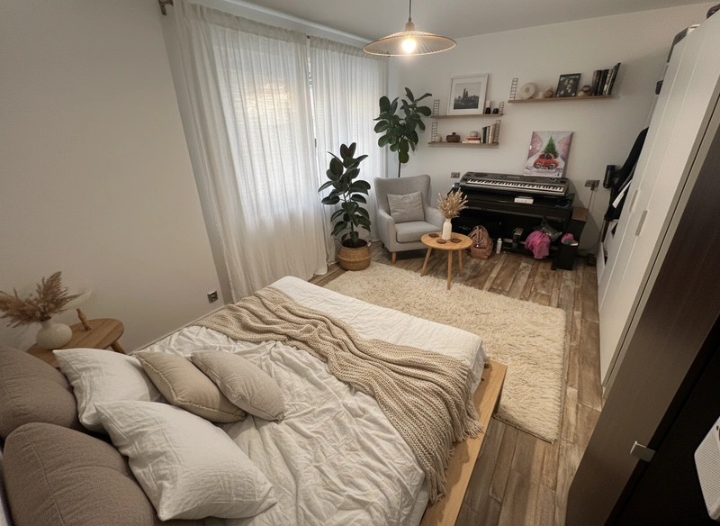 Дизайн интерьера в стиле Хюгге — Спальня от нейросети RoomGPT