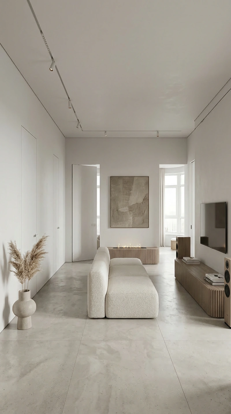 Дизайн интерьера в стиле Минимализм — Гостиная от нейросети RoomGPT