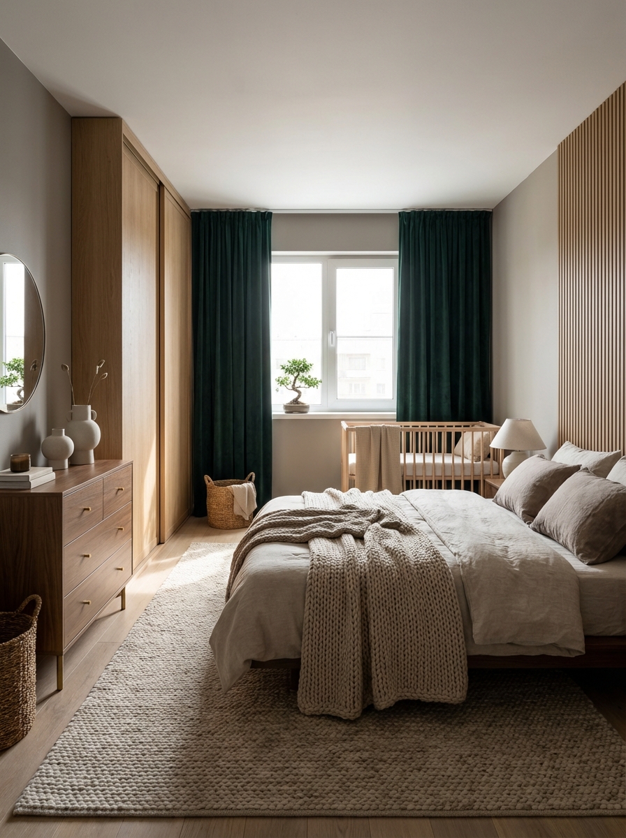 Дизайн спальни в стиле Japandi — фото интерьера от нейросети RoomGPT