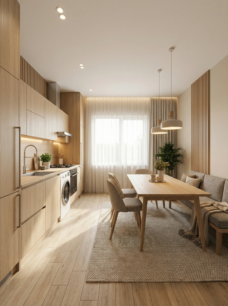 Дизайн интерьера в стиле Хюгге — Кухня от нейросети RoomGPT