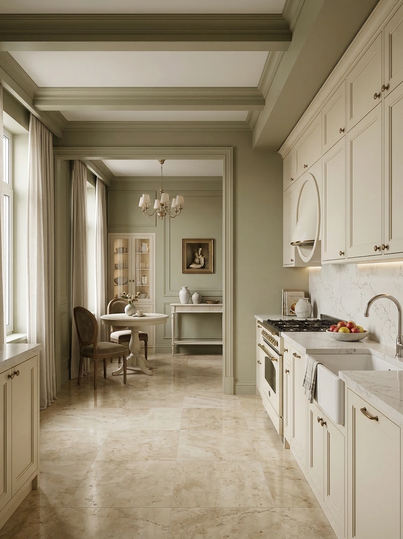 Дизайн кухни в стиле Классика — фото интерьера от нейросети RoomGPT