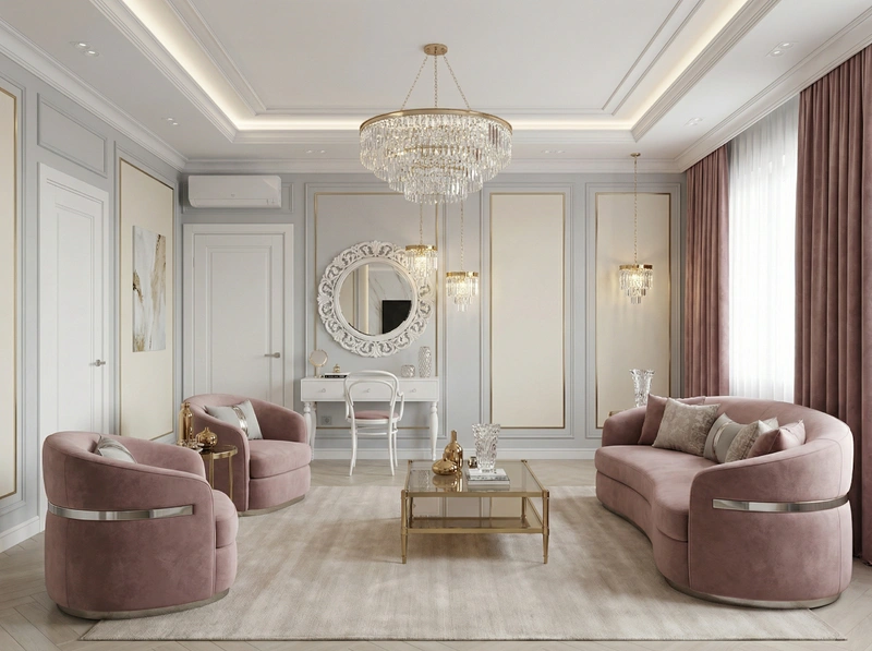 Дизайн интерьера в стиле Неоклассика — Гостиная от нейросети RoomGPT