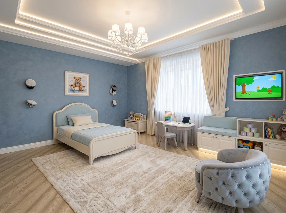 Дизайн детской в стиле Неоклассика — фото интерьера от нейросети RoomGPT
