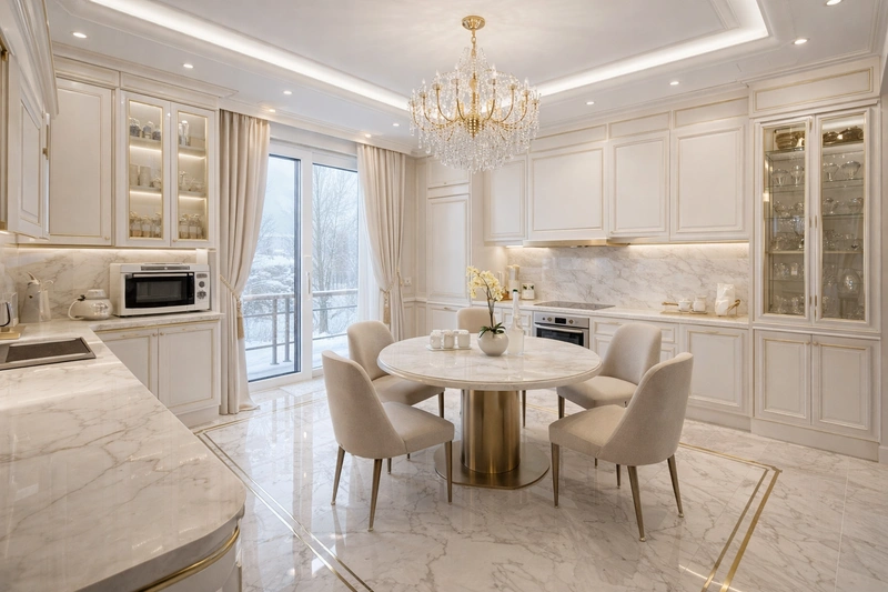 Дизайн кухни в стиле Неоклассика — фото интерьера от нейросети RoomGPT