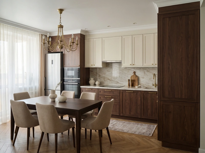 Дизайн кухни в стиле Классика — фото интерьера от нейросети RoomGPT