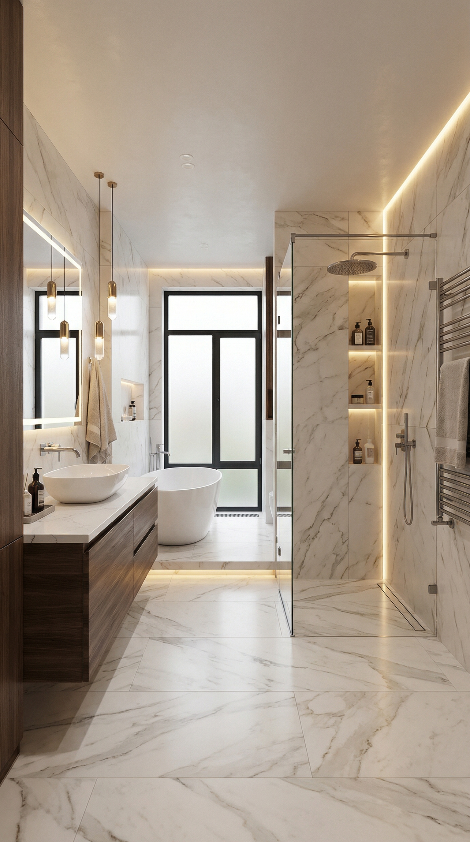 Дизайн ванной в стиле Контемпорари — фото интерьера от нейросети RoomGPT