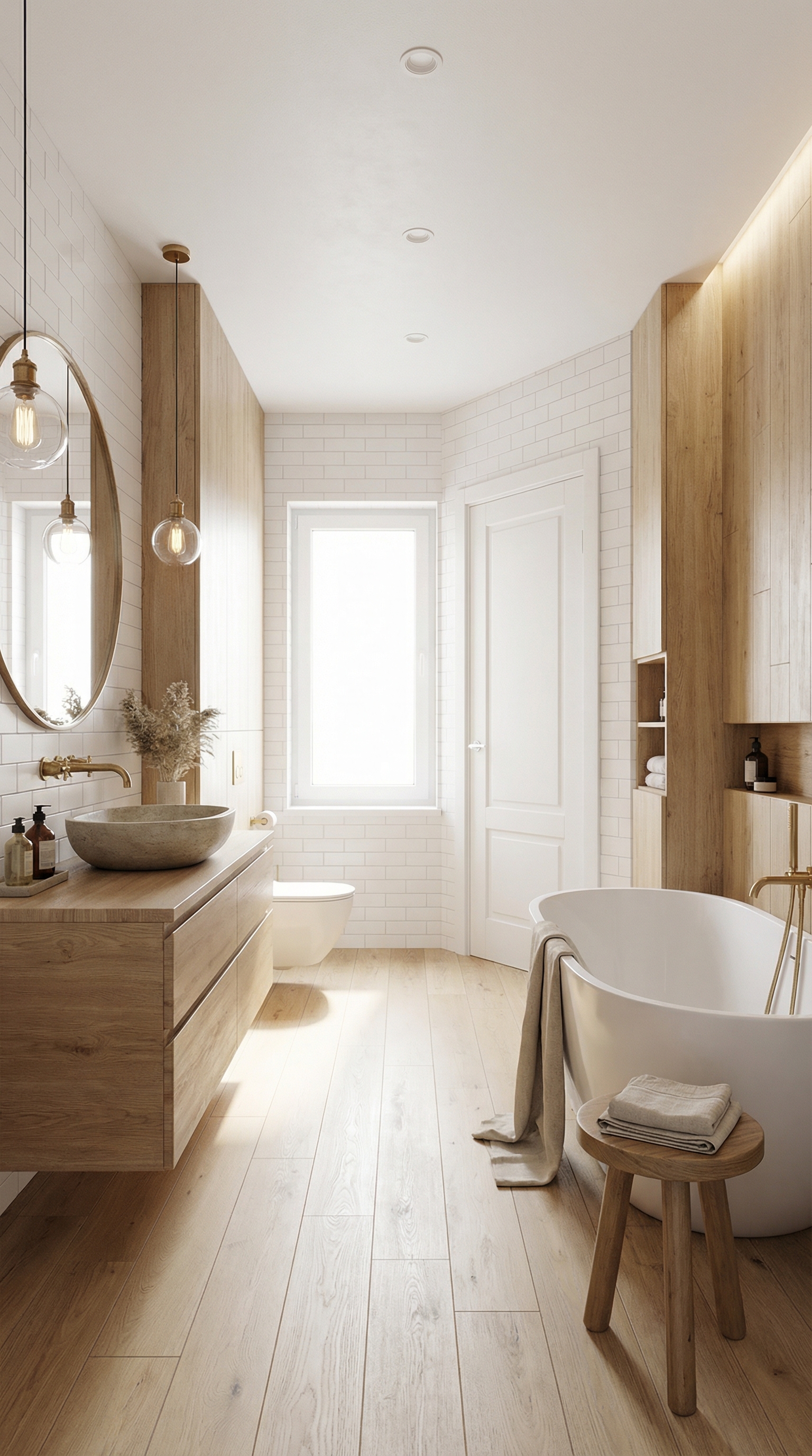 Дизайн ванной в стиле Сканди — фото интерьера от нейросети RoomGPT