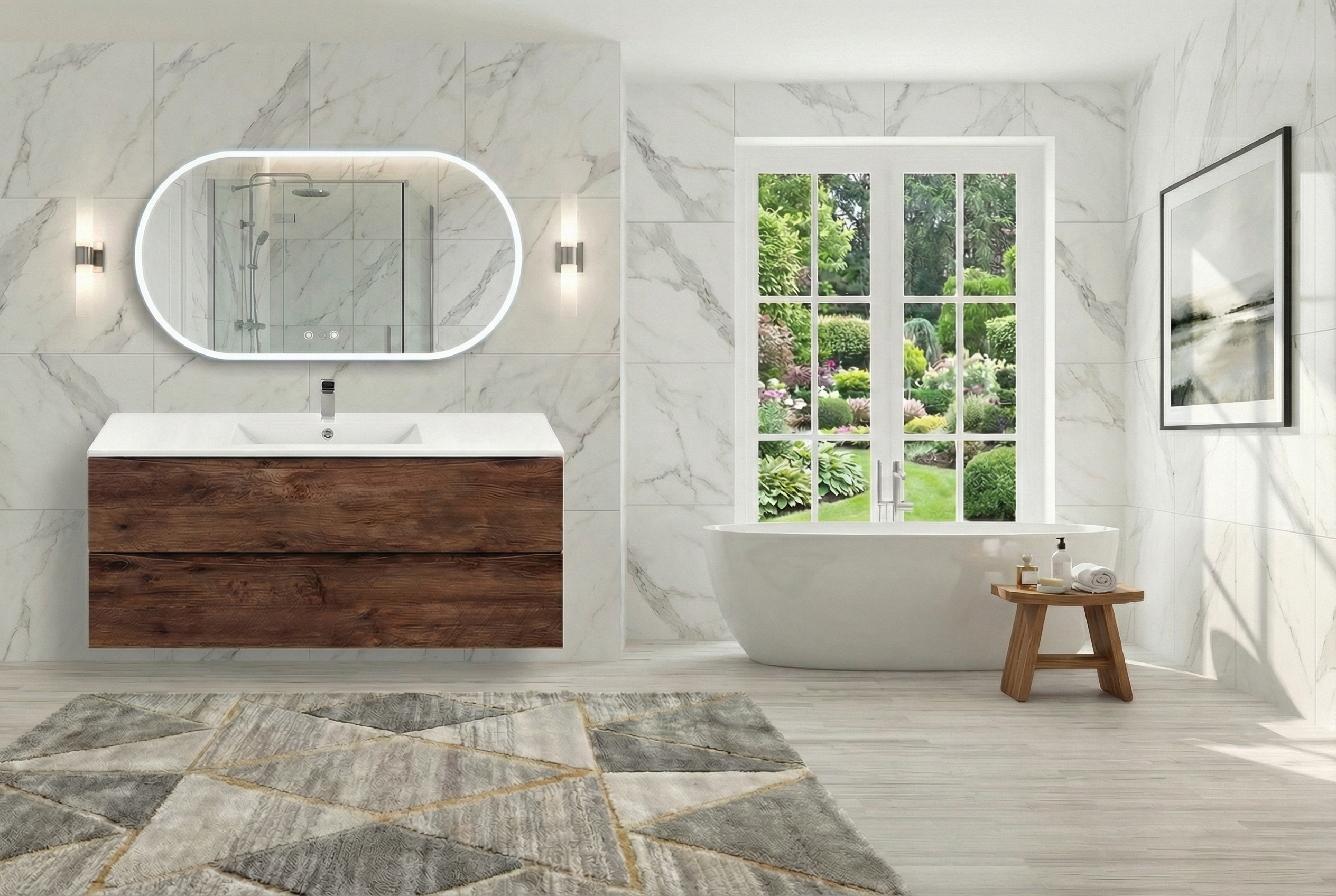 Дизайн ванной в стиле Контемпорари — фото интерьера от нейросети RoomGPT