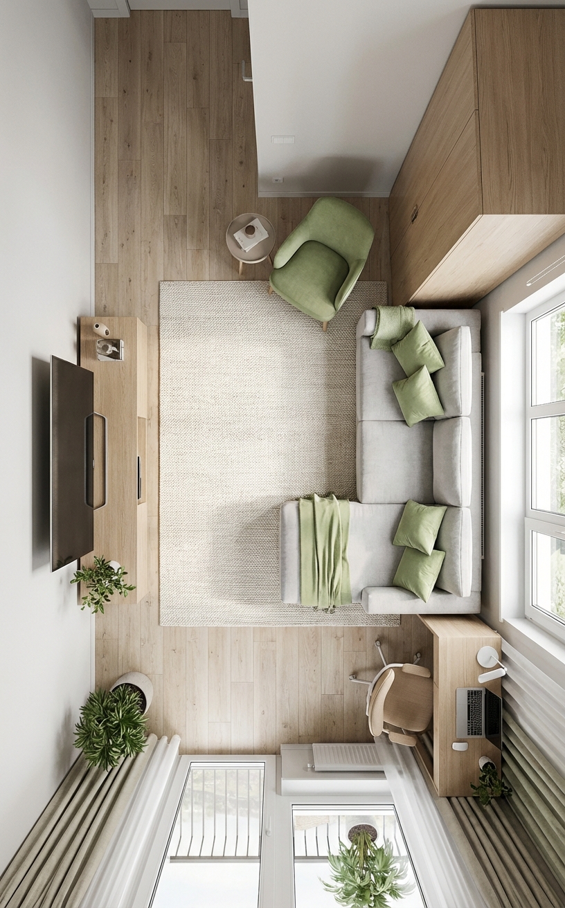 Дизайн гостиной в стиле Сканди — фото интерьера от нейросети RoomGPT