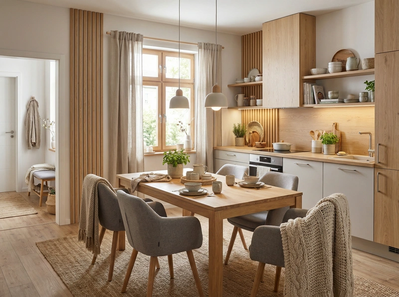 Дизайн интерьера в стиле Хюгге — Кухня от нейросети RoomGPT